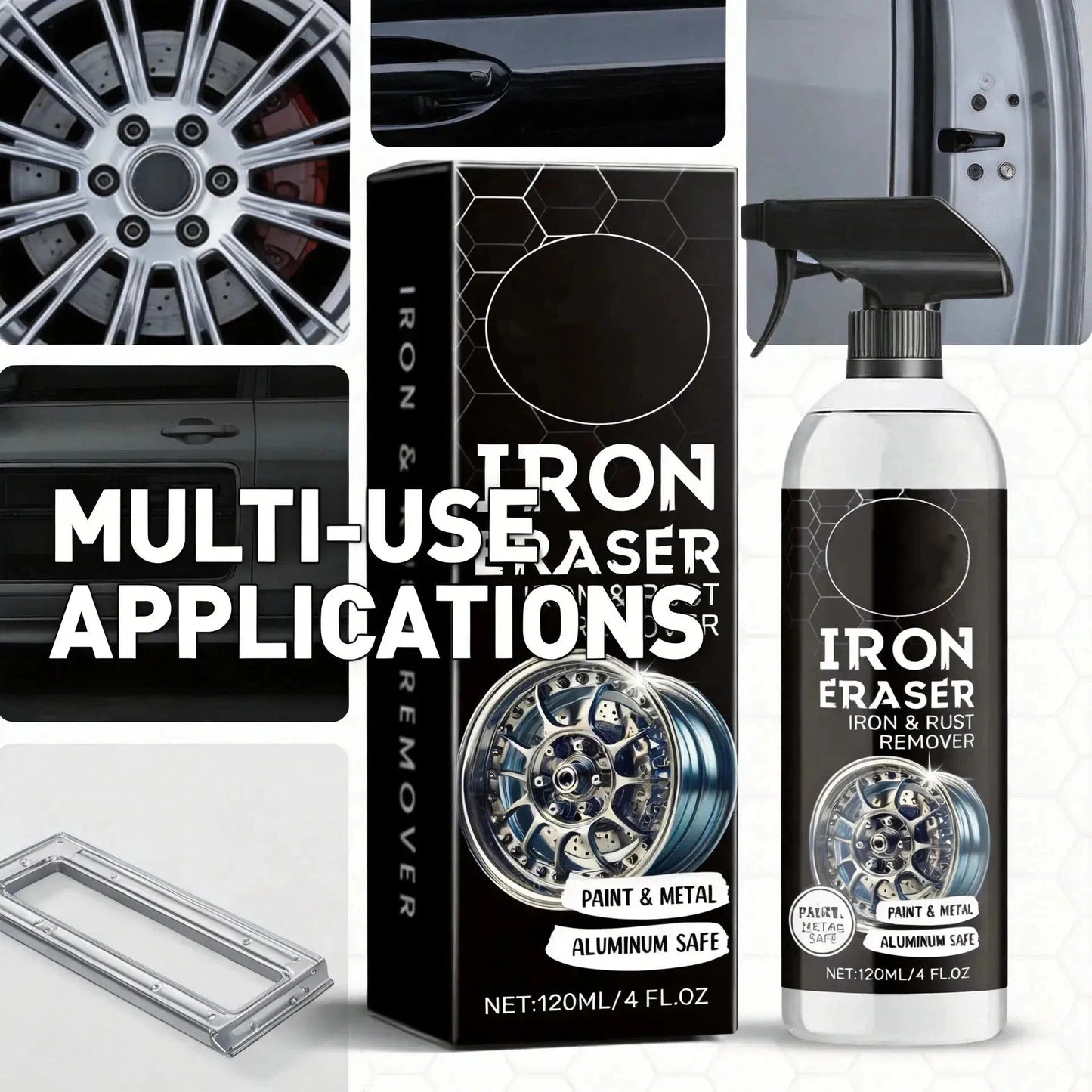 🚘✨️Iron Eraser Spray – 💪🏼Heavy-Duty Iron Remover For Wheel & Paint🏁 | Aluminum-Safe No Damage Restore Gloss✨