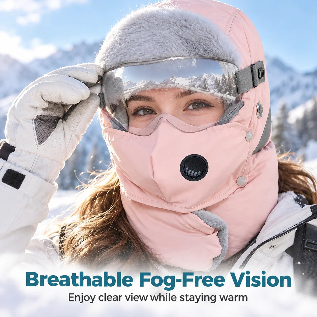 Winter Thermal Ushanka Hat with Detachable Face Mask and Goggles - 5-in-1 Windproof Cold Weather Gear