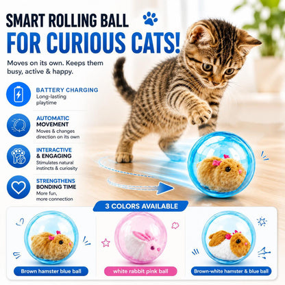 🐱 Auto-Rolling Cat Ball 🐭 Interactive Hands-Free Toy for Indoor Cats
