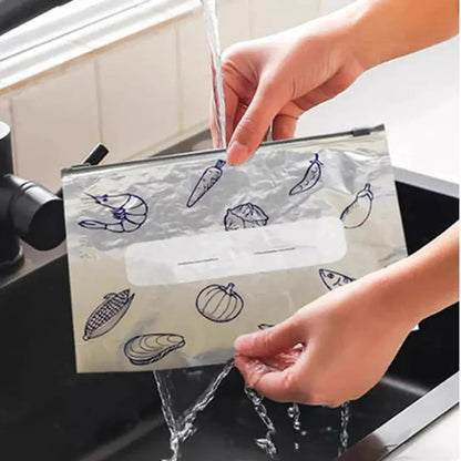 ⚡2026 New Reusable Aluminum Foil Seal Bags – Vacuum Zipper, Label & Stand-Up Design for Fruits, Veggies & Meat