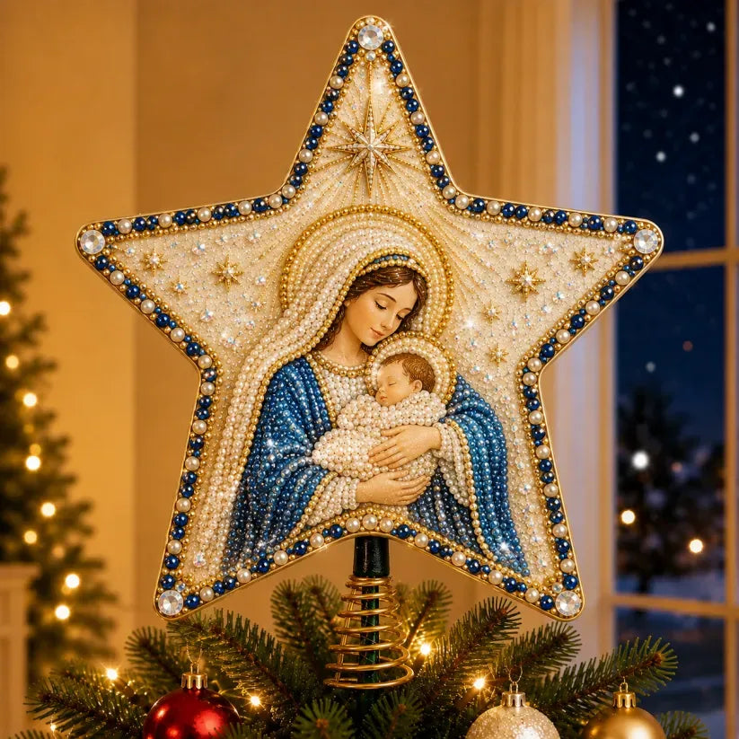 🔥LAST DAY 50% OFF - ⭐ Christian Faith Pearl Diamond Art Christmas Tree Topper Kit