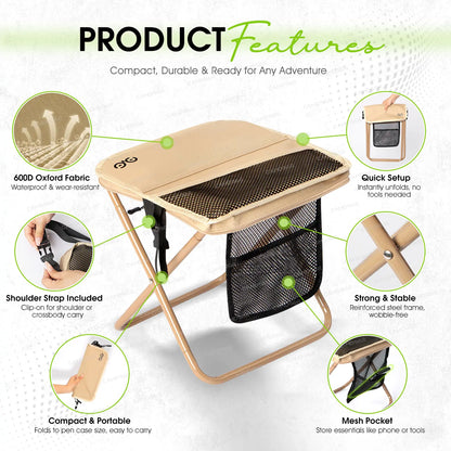 【Camdoor】Top Best Gift Choices，Portable Outdoor Folding Chair with Shoulder, Strap Ultra Light 1.5 lbs, Max Load 400lb, Two Side Pockets Velcro Storage for Camping Hiking Fishing BBQ Parties,Gift for Her/Him SpringStatements