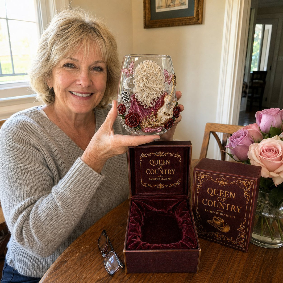 🤠 Queen of Country 1946–2026 3D Glass Collection | 8 Dolly-Inspired Country Designs with Raised Guitars, Butterflies, Boots, Florals & Vintage Music Details 🎸✨