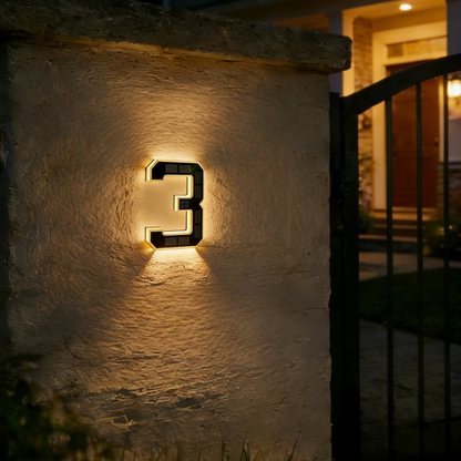 Solar Lighted House Numbers 9 Inch Waterproof LED Address Signs for Outside Modern House Numbers