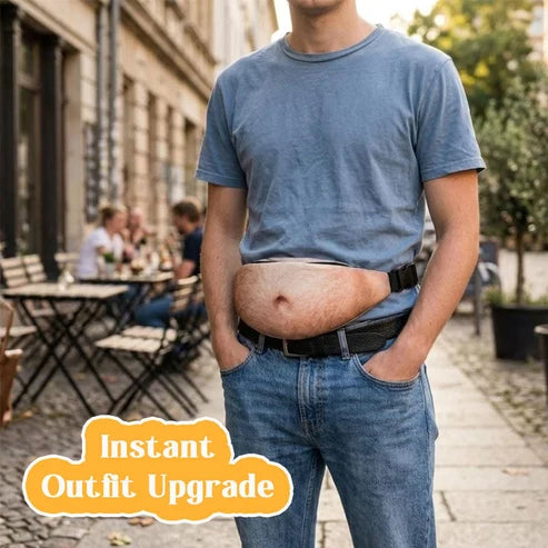 ⏰ 50% OFF Today- Funny Belly Fanny Pack – Realistic Fake Belly Waist Bag