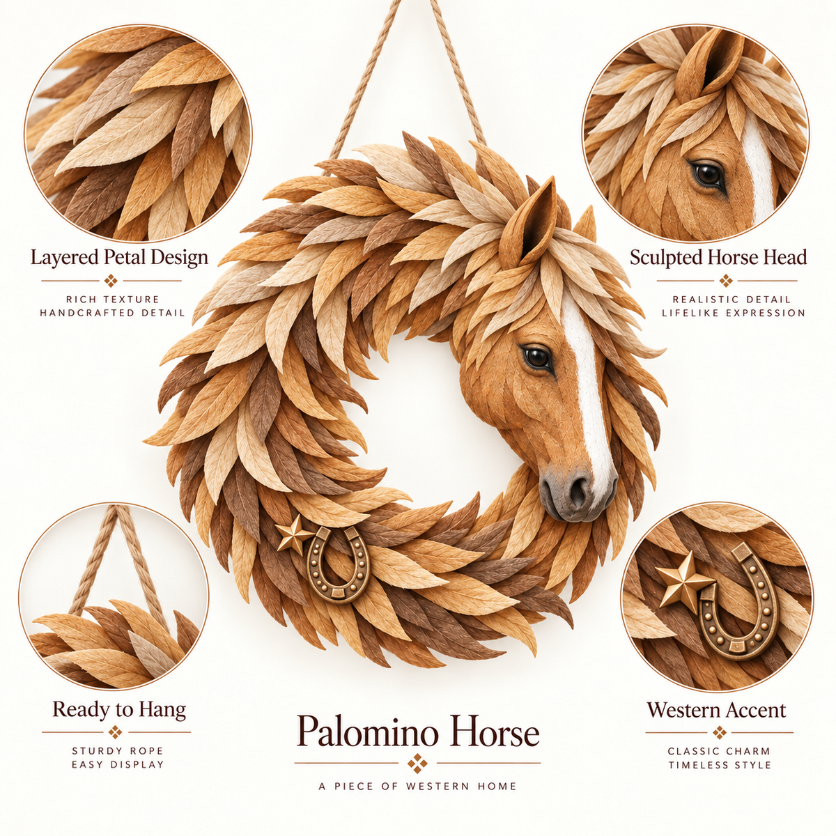 🐴🤎Rustic Horse Head Wreath – Western Farmhouse Wall & Door Decor