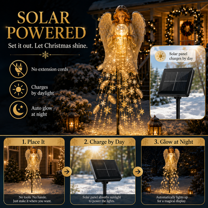 ✨ Angel Blessing Fountain – Solar Cascading Snowflake Garden Light 👼
