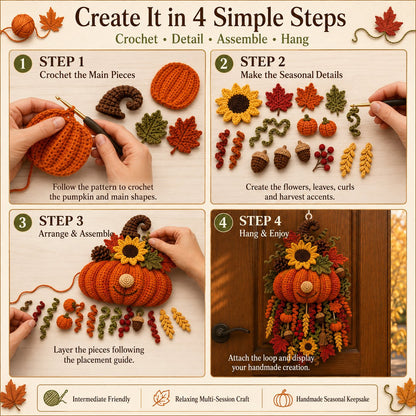 ⏳ Last Day 49% OFF – 🧶 DIY Seasonal 3D Crochet Door Hanger Kit Collection | Coordinated Yarn, Filling, Accessories & Step-by-Step Instructions Included 💕