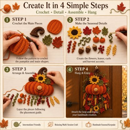 ⏳ Last Day 49% OFF – 🧶 DIY Seasonal 3D Crochet Door Hanger Kit Collection | Coordinated Yarn, Filling, Accessories & Step-by-Step Instructions Included 💕