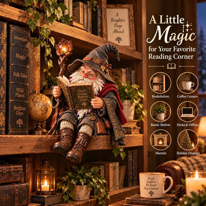 🎉🧙‍♂️ The Wandering Scholar Gnome – Enchanted Reading Wizard Figurine
