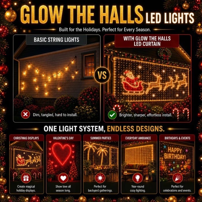 ✨ Turn Your Balcony Into A Giant LED Light Show! 🎄 Smart 400 LEDs Animated Mesh Screen 🎆📱