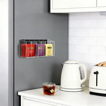 🥤 Drink Packet Organizer – Wall-Mount Kitchen Storage Holder with Adhesive & Magnetic Installation for Countertop, Fridge & Cabinet