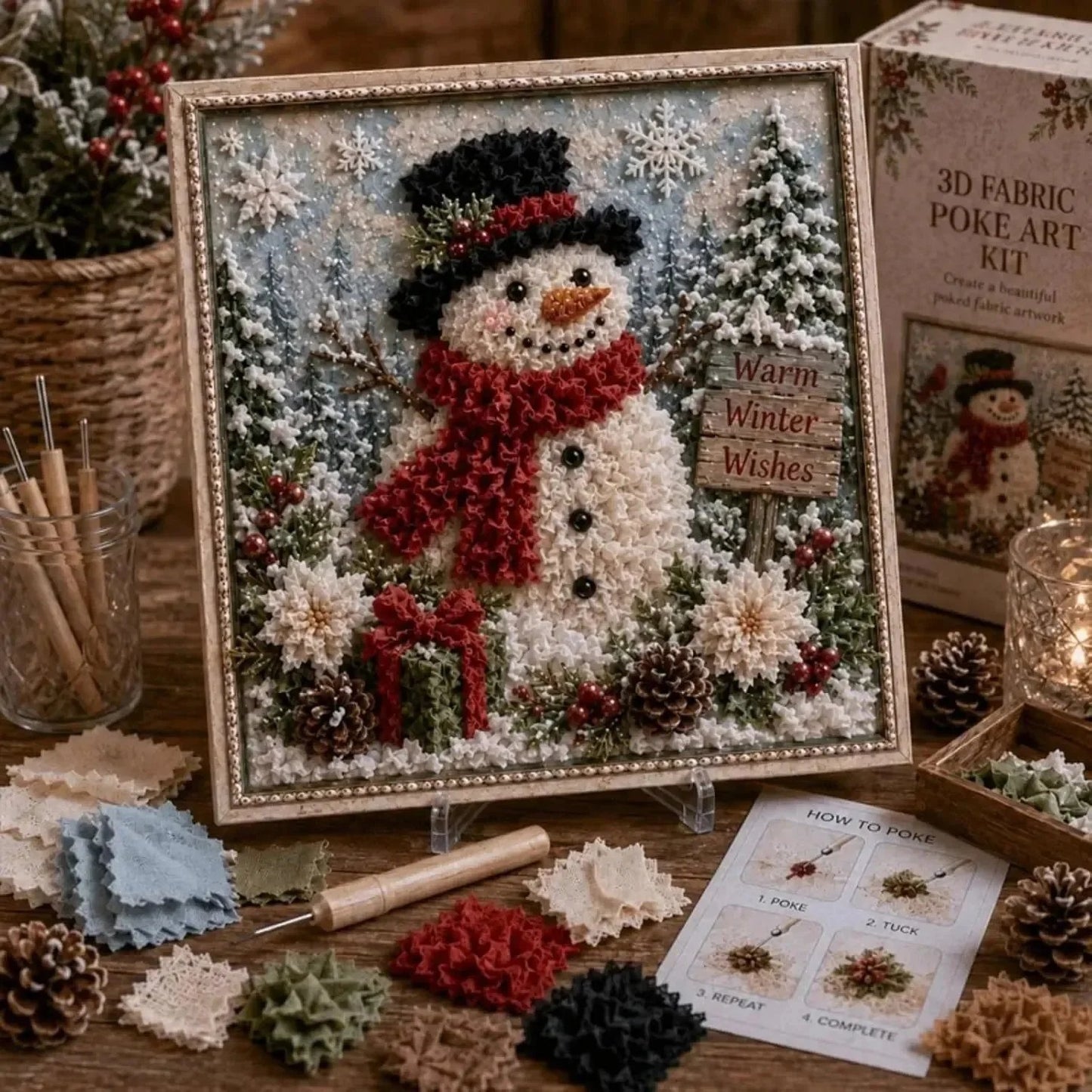 🎄 3D Christmas Fabric Poke Art Kit