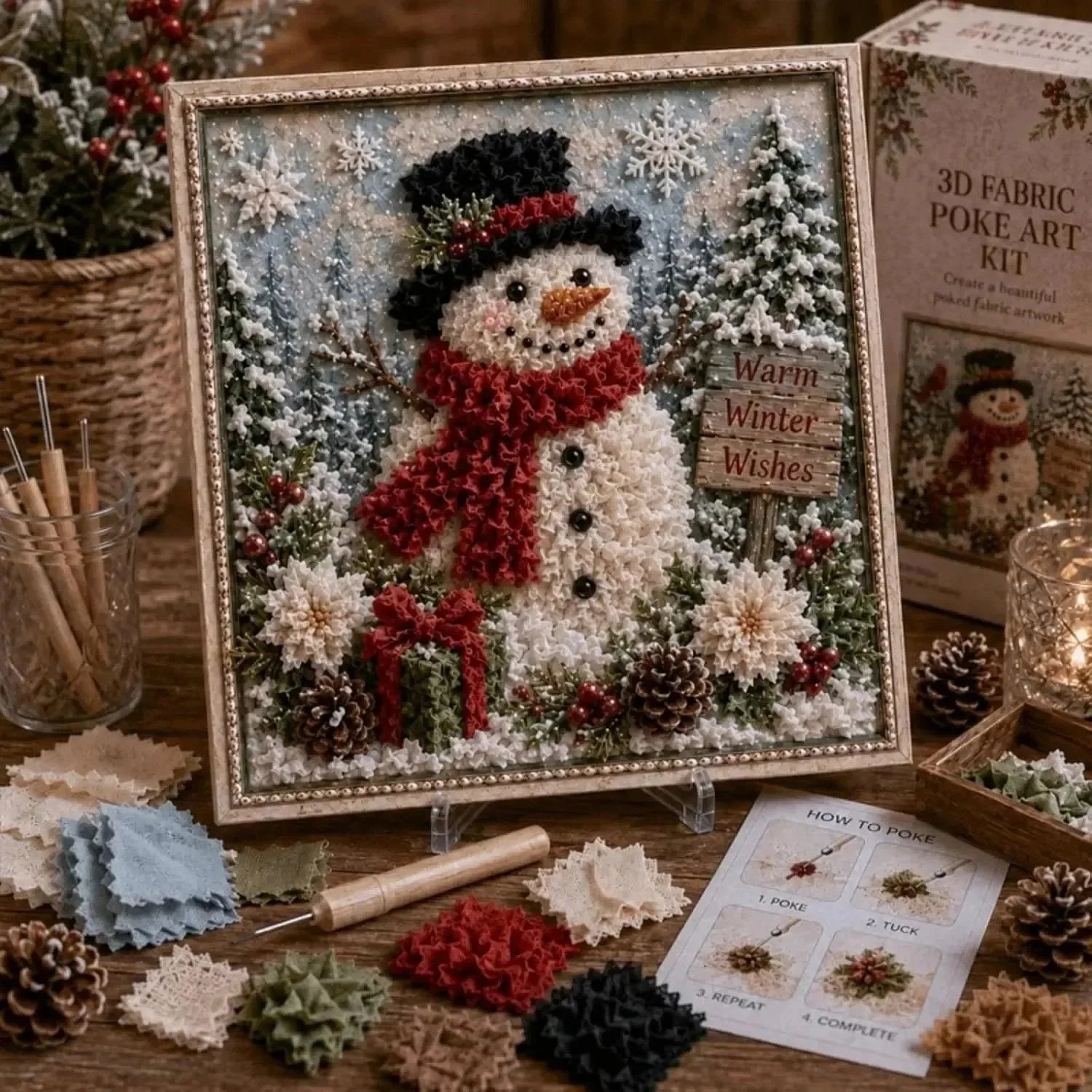 🎄 3D Christmas Fabric Poke Art Kit