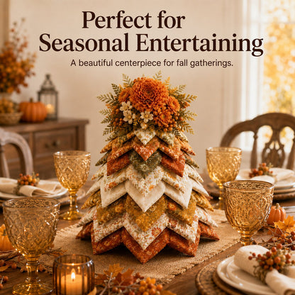 🍂 Beginner-Friendly DIY Fabric Patchwork Fall Tree Kit | Coordinated Autumn Fabrics, Cone Base, Securing Pins & Floral Topper Included 🌼✨