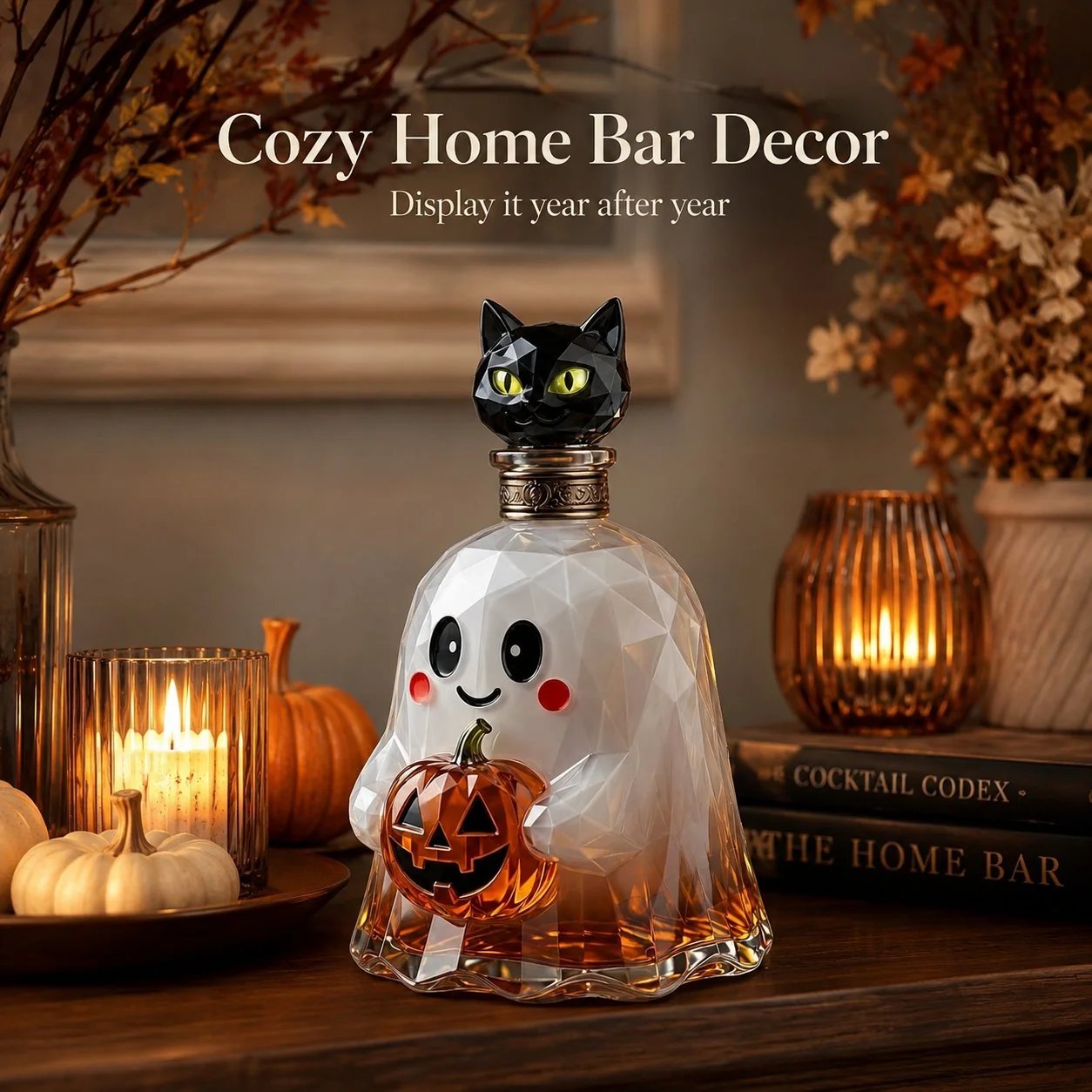 Ghost Pumpkin Halloween Decanter  🎃 🎃 Spooky Glass Whiskey Bottle