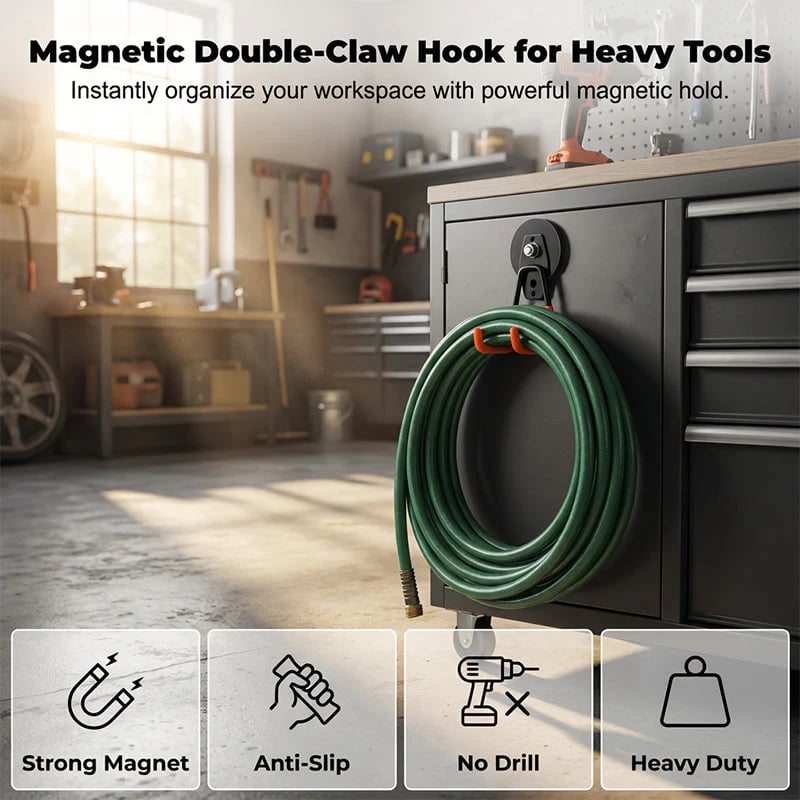 📢📢49% OFF !! ⏰ Heavy-Duty Magnetic Double-Claw Hook