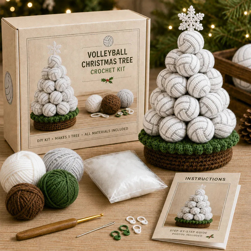 ⏳ Last Day 49% OFF – 🏆 Beginner-Friendly DIY Sports Ball Christmas Tree Crochet Kit Collection | Complete Kit with Coordinated Yarn, Stuffing, Crochet Materials & Step-by-Step Guide Included 💕