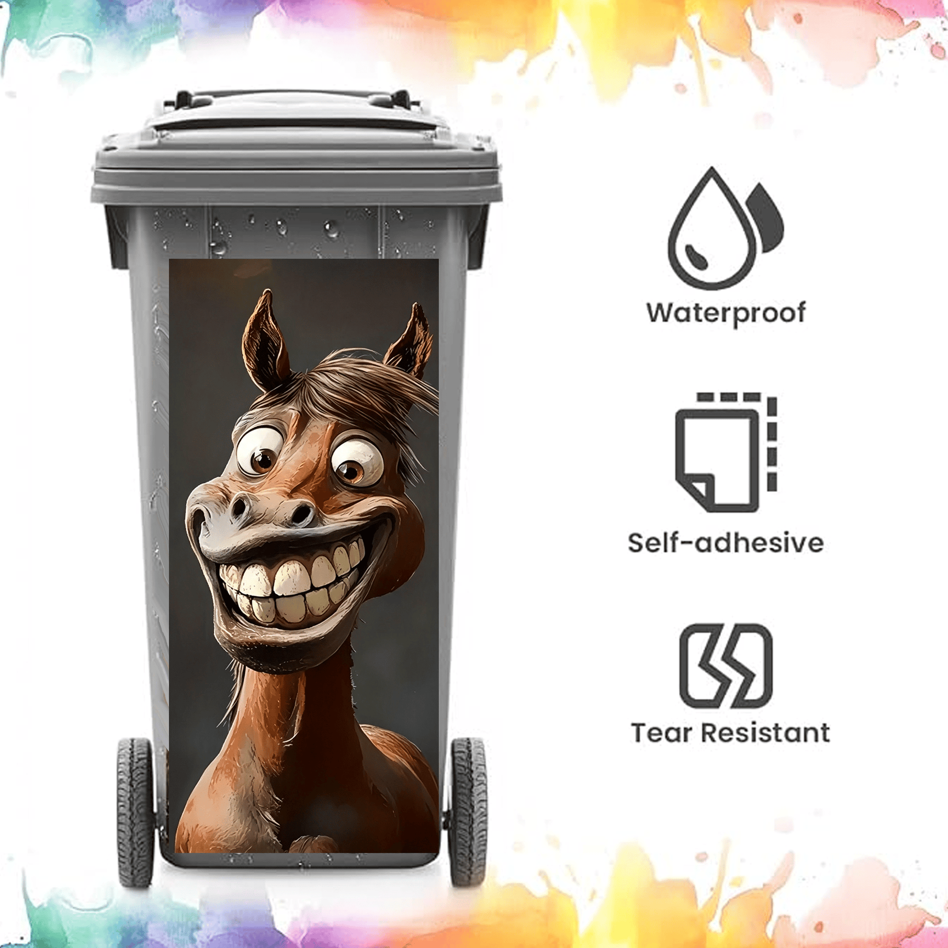 Creative Trash Can Sticker with Colourful Cartoon✨