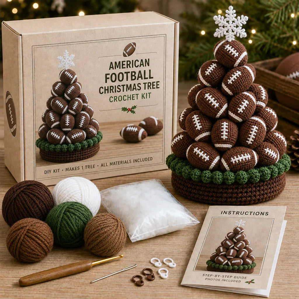⏳ Last Day 49% OFF – 🏆 Beginner-Friendly DIY Sports Ball Christmas Tree Crochet Kit Collection | Complete Kit with Coordinated Yarn, Stuffing, Crochet Materials & Step-by-Step Guide Included 💕