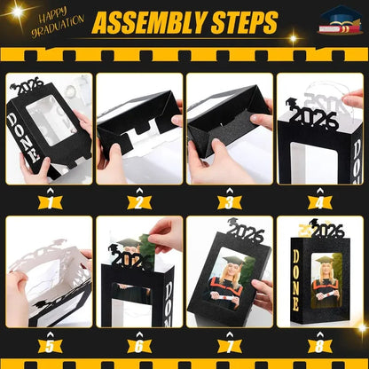🔥Last Day 49% OFF - 4/8Pcs Graduation Centerpieces for Class of 2026 Fit 4x6in Photo | Fillable Picture Box