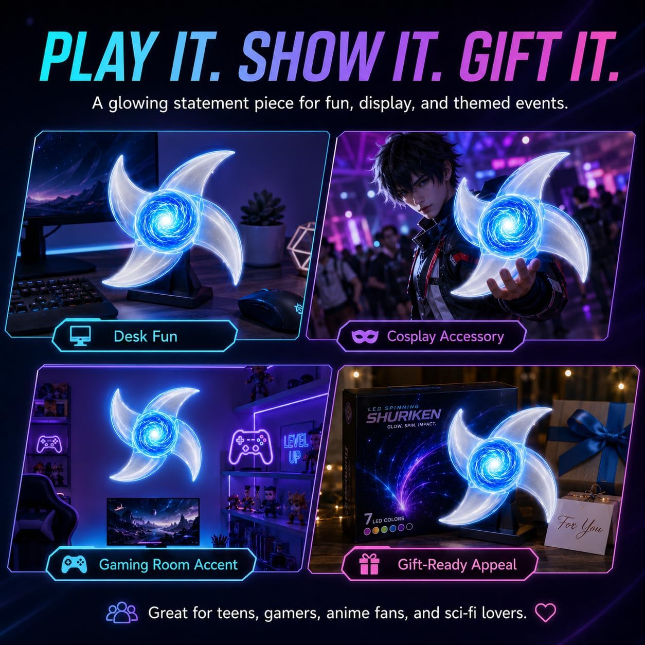 LED Rasenshuriken Fidget Spinner — Spin, Glow & Bring Your Energy to Life ⚡