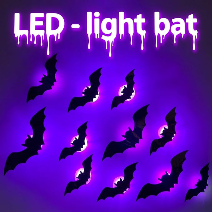 Halloween 3D Lighted LED Flashing Bats