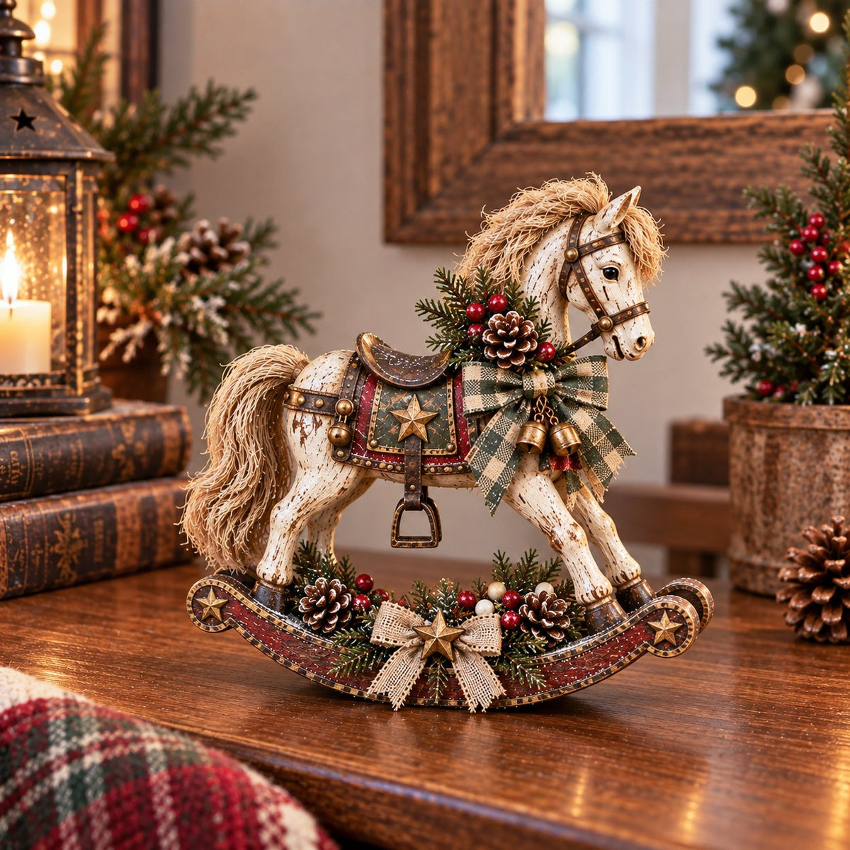 🎠Vintage Christmas Rocking Horse - Rustic Farmhouse Holiday Tabletop Decor