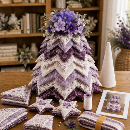 🍂 Beginner-Friendly DIY Fabric Patchwork Fall Tree Kit | Coordinated Autumn Fabrics, Cone Base, Securing Pins & Floral Topper Included 🌼✨