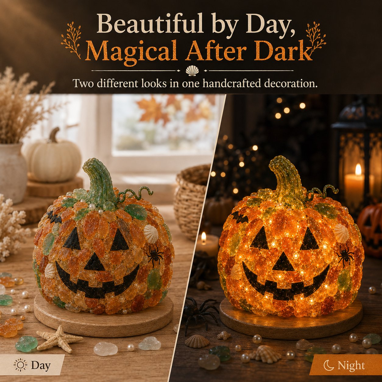 🔥😍 Last Day 49% OFF – 🎃 Beginner-Friendly DIY Lighted Sea Glass Halloween Character Kit Collection | Complete Kit with Sea Glass Pieces, LED Lights & Step-by-Step Guide Included 💕