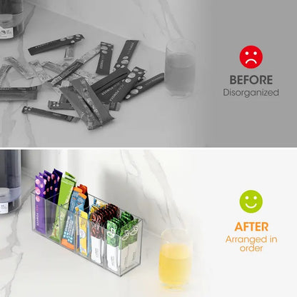 🥤 Drink Packet Organizer – Wall-Mount Kitchen Storage Holder with Adhesive & Magnetic Installation for Countertop, Fridge & Cabinet