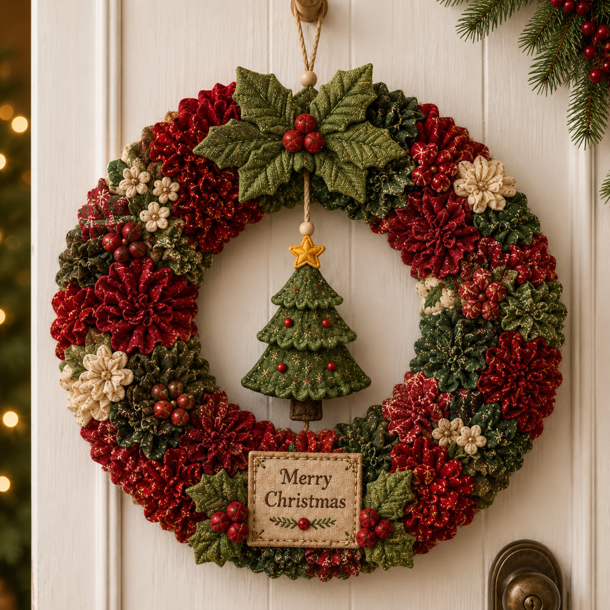 🔥49% Off Last Day - BUY 3 GET 1 FREE🔥🎄 3D Fabric Poke Wreath DIY Kit