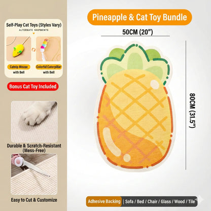 🐱SmartWell Cute Cat Scratcher Mat - 🛋️Kawaii Self-Adhesive Felt Wall Protector for Indoor Cats, Furniture & Door Protection