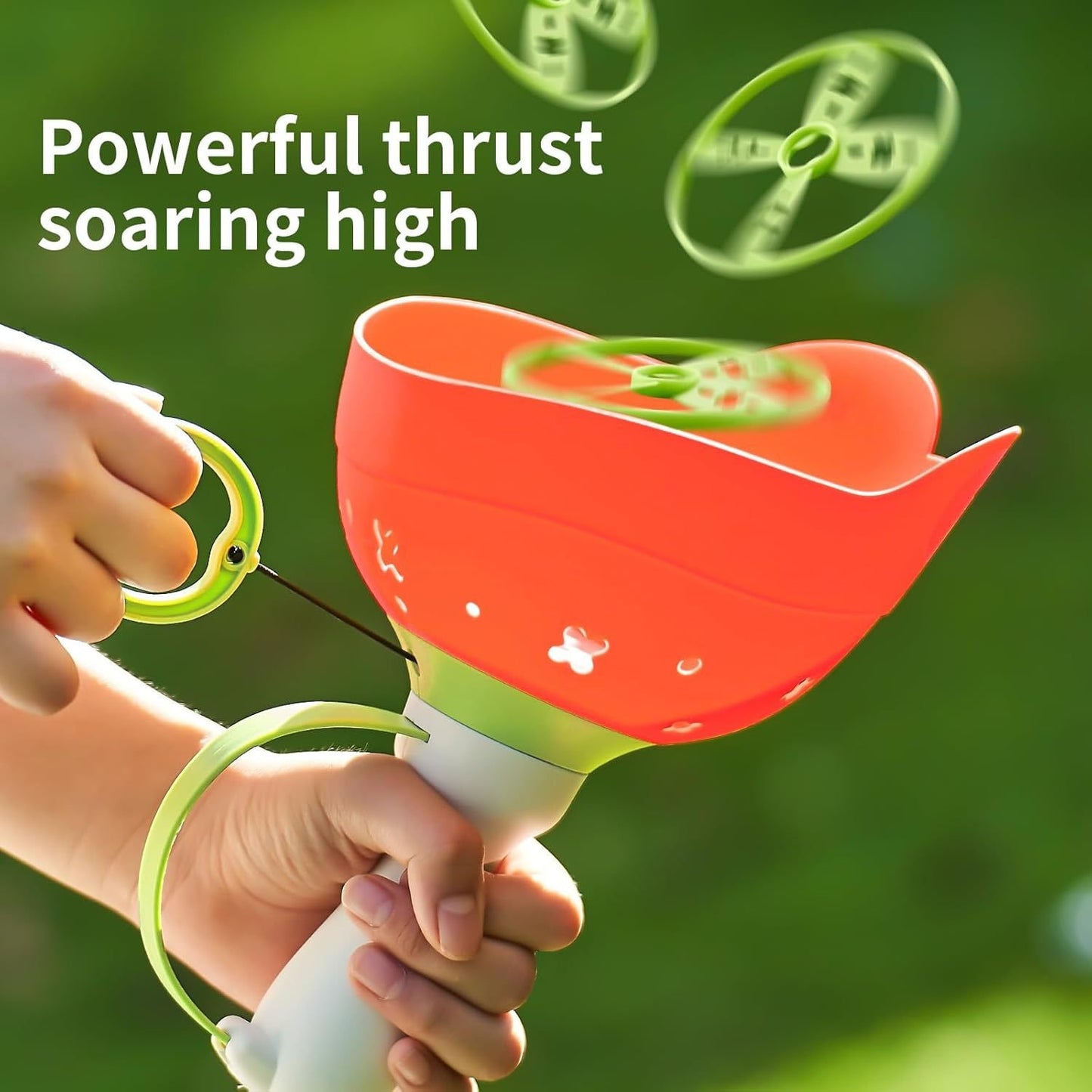 Flying Disc Launcher Toy (2 Packs), Manual Capture Catching Disk Game, Outdoor Toys for Kids Ages 4-8