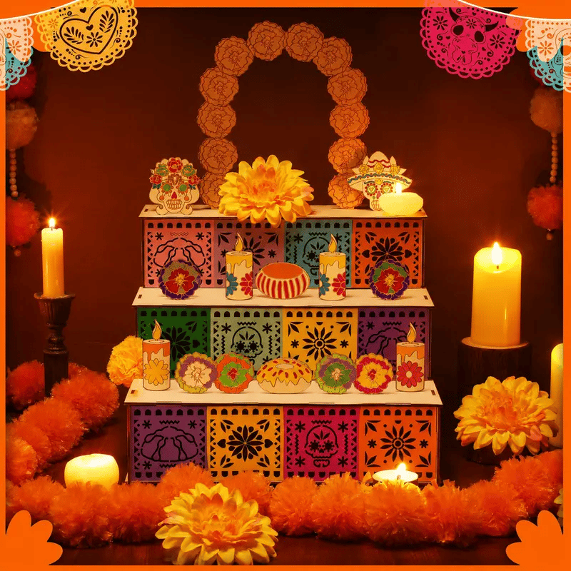 🔥Last Day 49% OFF - 🎃🏵️Day of the Dead Wooden Altar Display Set(📦Buy 2 Free Shipping)