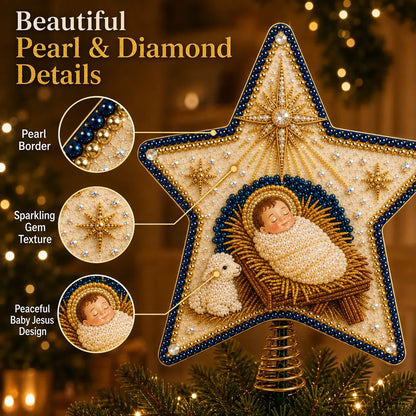 🔥LAST DAY 50% OFF - ⭐ Christian Faith Pearl Diamond Art Christmas Tree Topper Kit