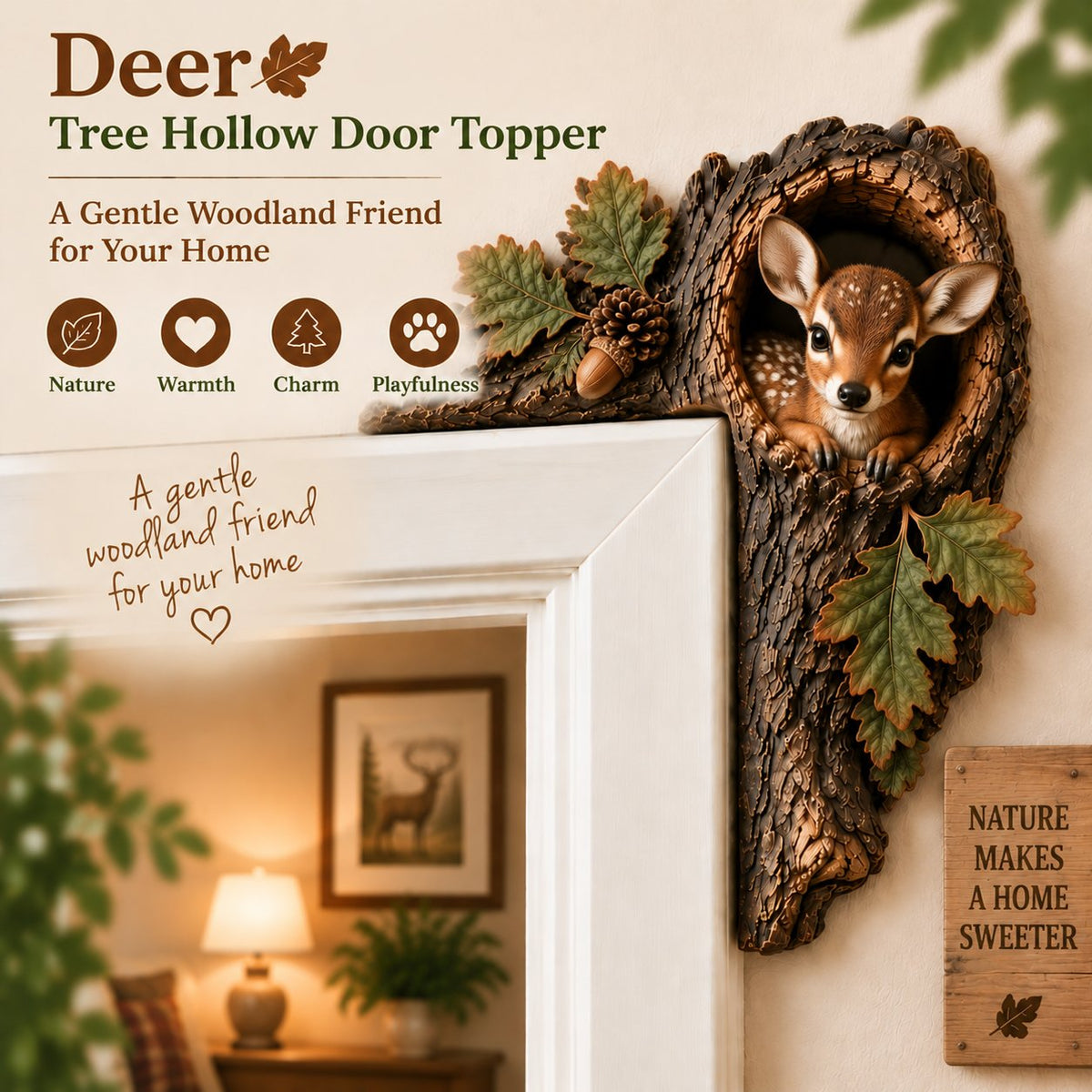⏰LAST DAY 50% OFF 🐿️ 3D Chipmunk Tree Hollow Door Topper | Woodland Animal Doorway Decor For Cozy Nature Homes