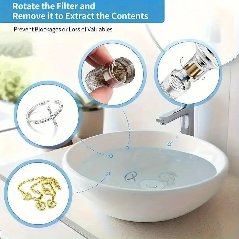 🔥Universal Drain Filter with Stainless Steel Filter Basket