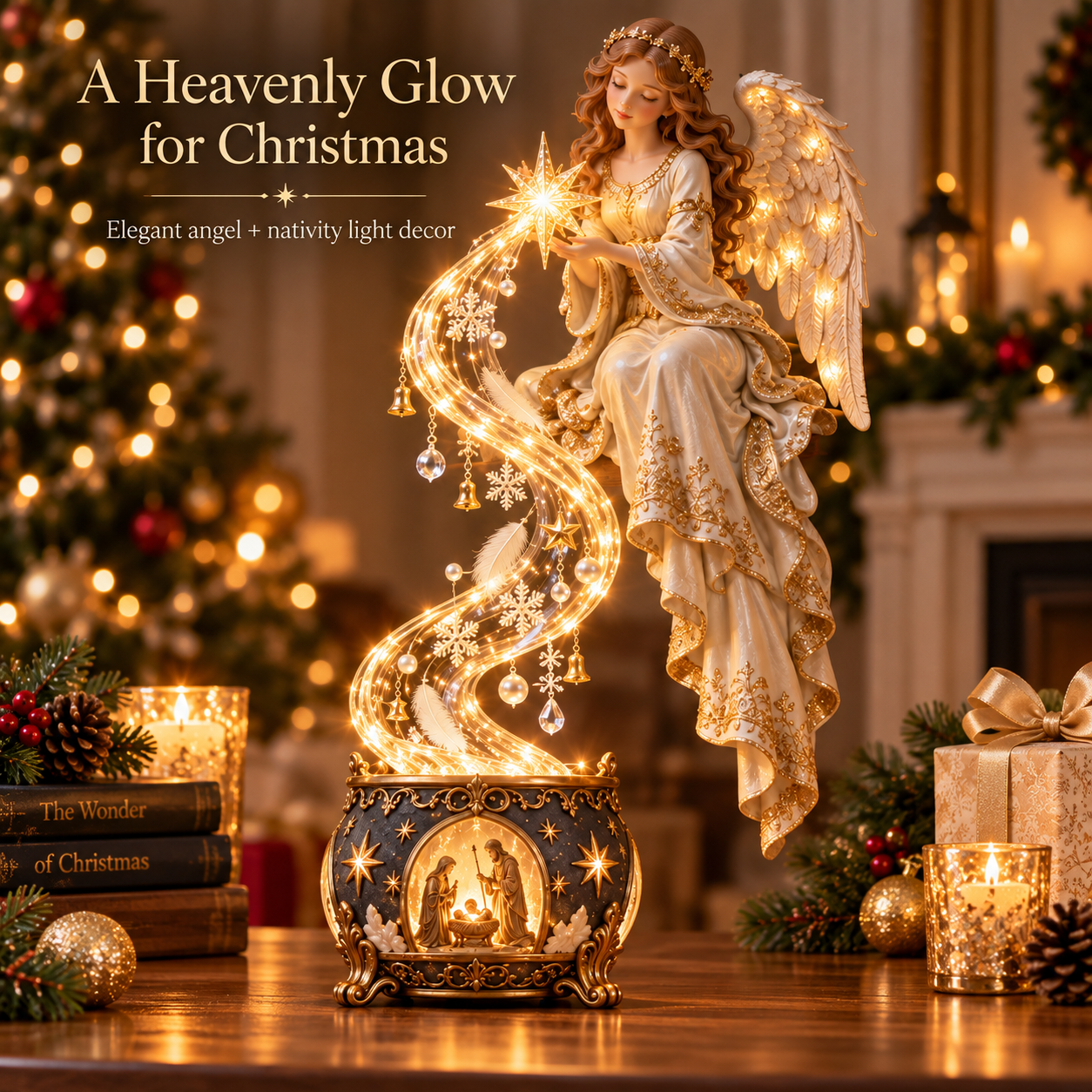 Heavenly Angel Nativity Starfall Light