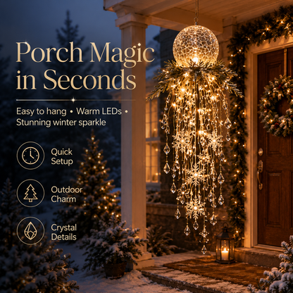 Crystal Cascade Christmas Light™ – Hanging Snowflake & Crystal LED Porch Décor ✨❄️
