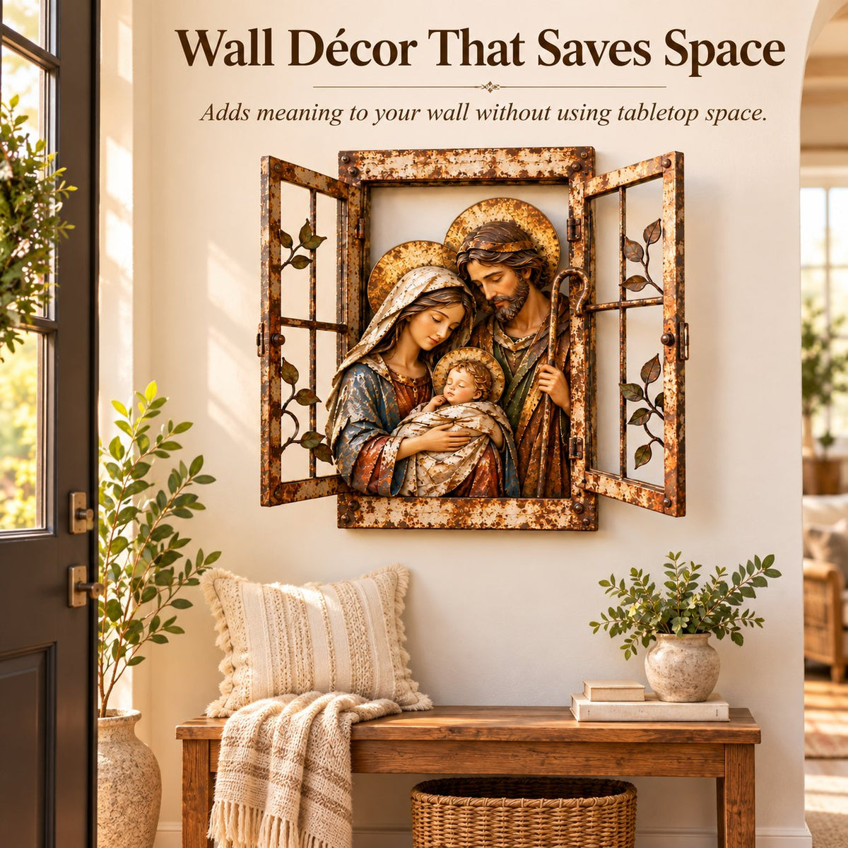Holy Family Window-Style Wall Decor