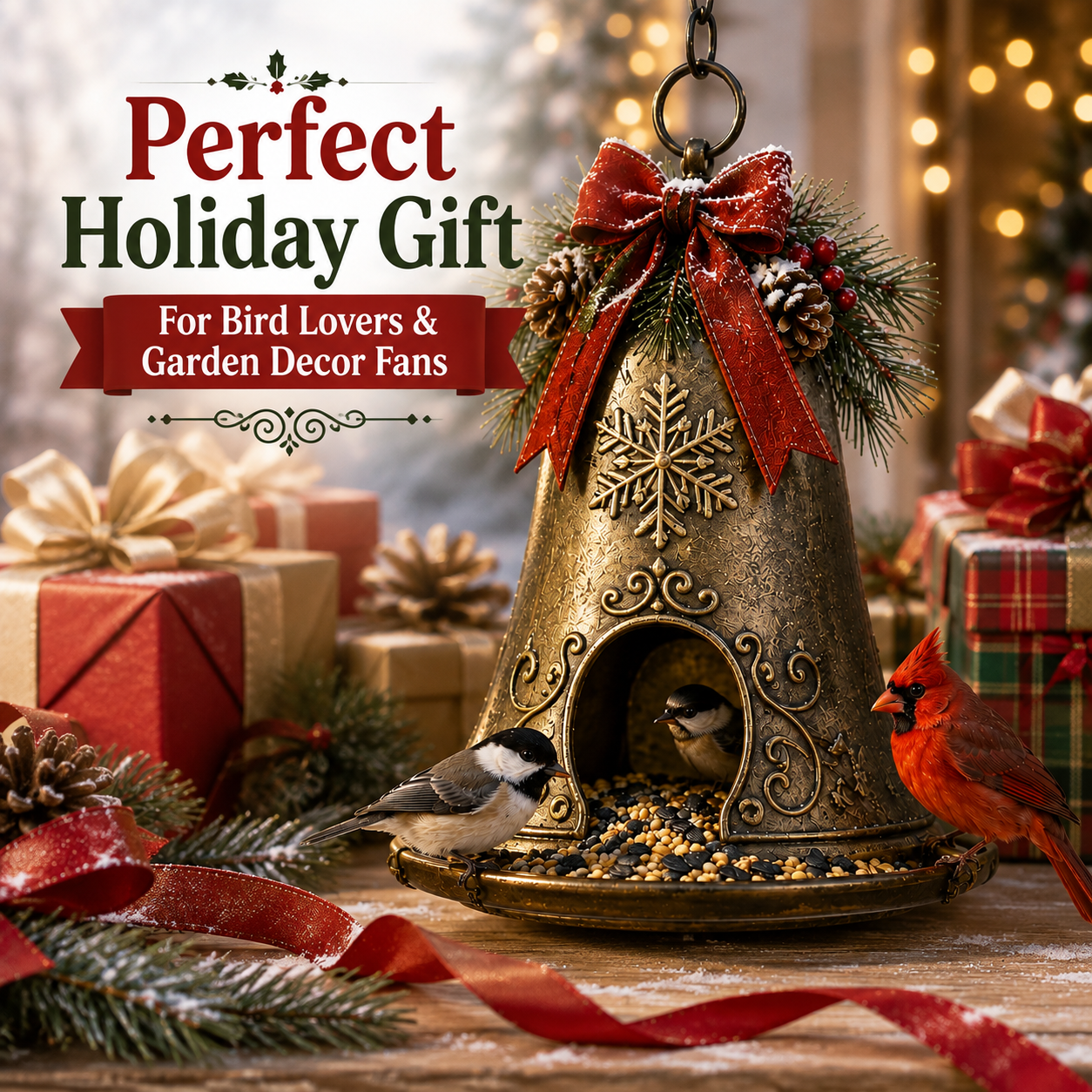 Christmas Bell bird feeder gift