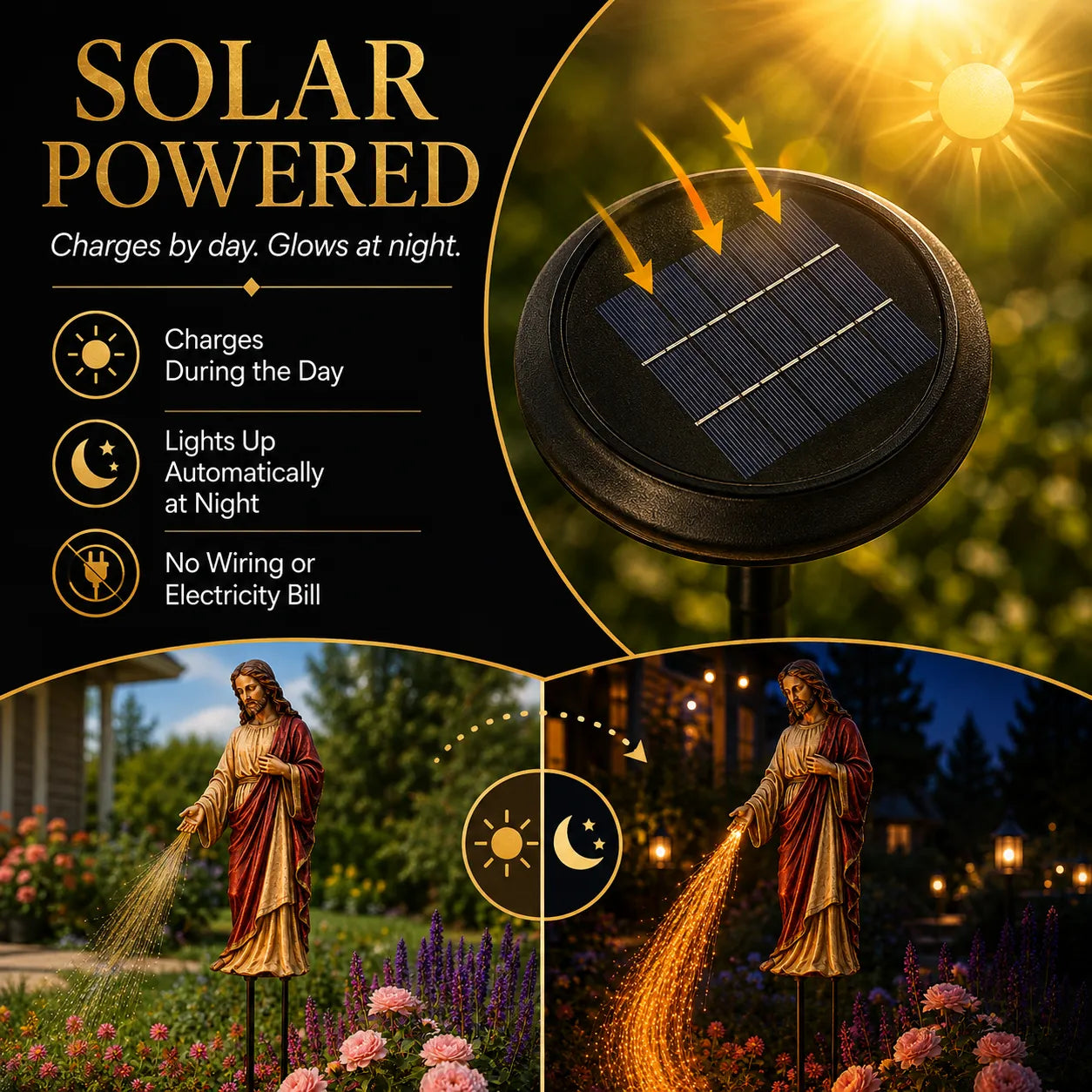 ✝️ Solar Jesus Fiber Optic Garden Light ✨ | Faith-Inspired Outdoor Decor🔥