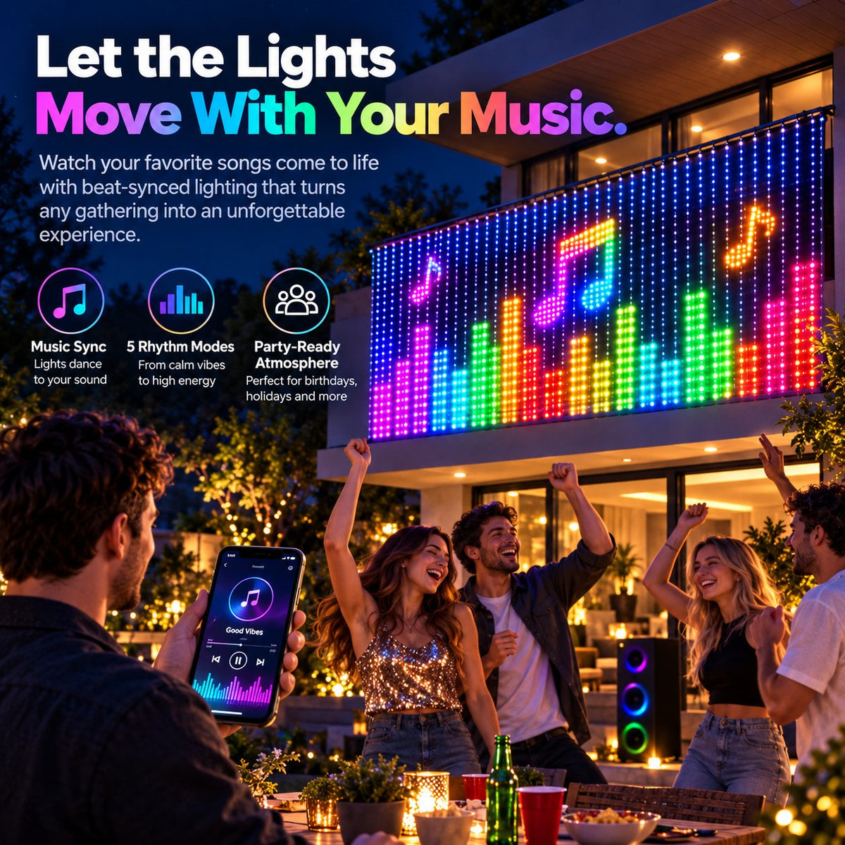 ✨ Turn Your Balcony Into A Giant LED Light Show! 🎄 Smart 400 LEDs Animated Mesh Screen 🎆📱