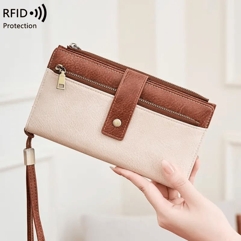 🔥Last Day 49% OFF-Women's long wallet, stylish clutch, elegant solid color RFID blocking leather wallet