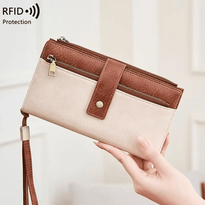 🔥Last Day 49% OFF-Women's long wallet, stylish clutch, elegant solid color RFID blocking leather wallet
