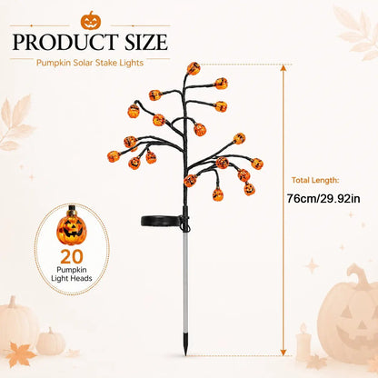 Pumpkin Solar Branch Lights - Halloween Garden Stakes