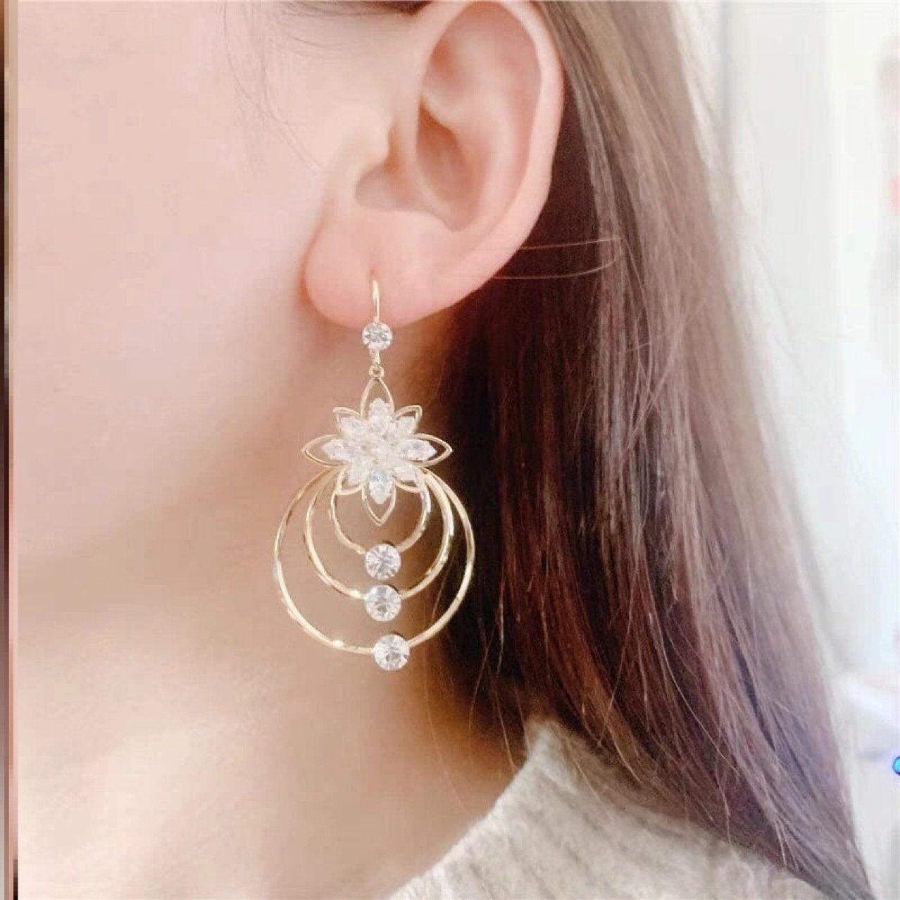 Mother's Day Gifts 2026 🔥Geometric multi-layered circle flower earrings