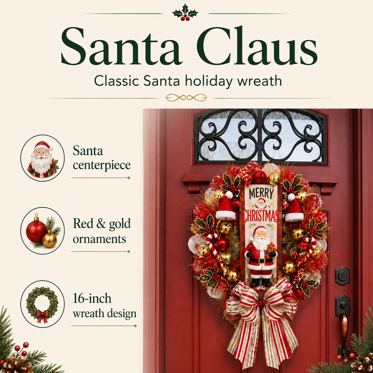 🔥49% Off Last Day-🎅 Merry Christmas Santa Wreath