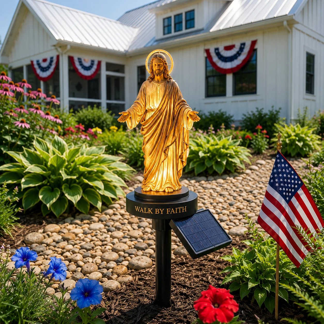 (🎁Last Day 49% OFF)🙏🏻Walk by Faith Solar Jesus Garden Light – A Peaceful Reminder of His Presence
